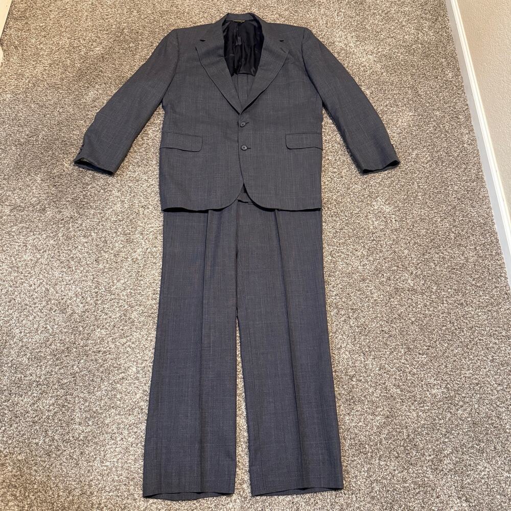 Vintage H Freeman & Son Suit Mens 42R Gray Glen Plaid 2 Button Made in USA